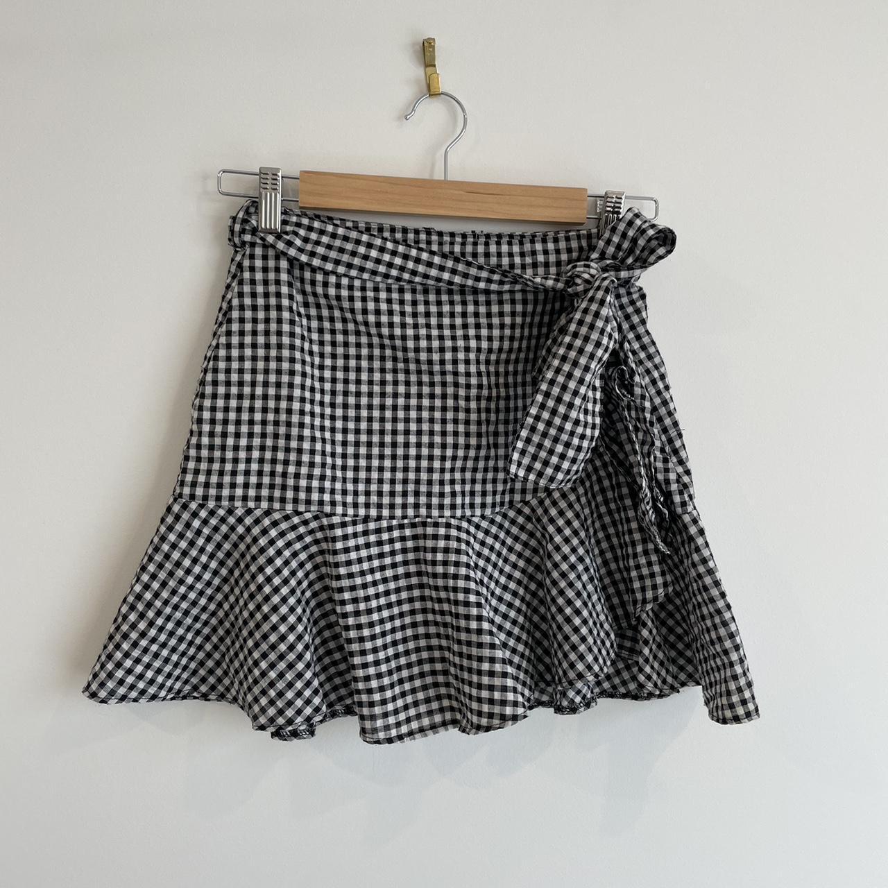 Alice in the Eve Gingham mini skirt Side ruffle... - Depop