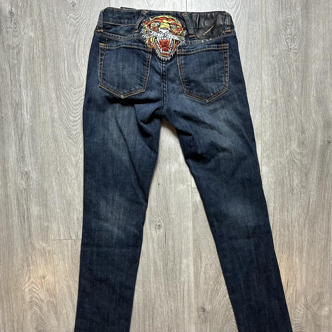 Ed Hardy Womens Jeans Tiger Tattoo Dark Blue... Depop