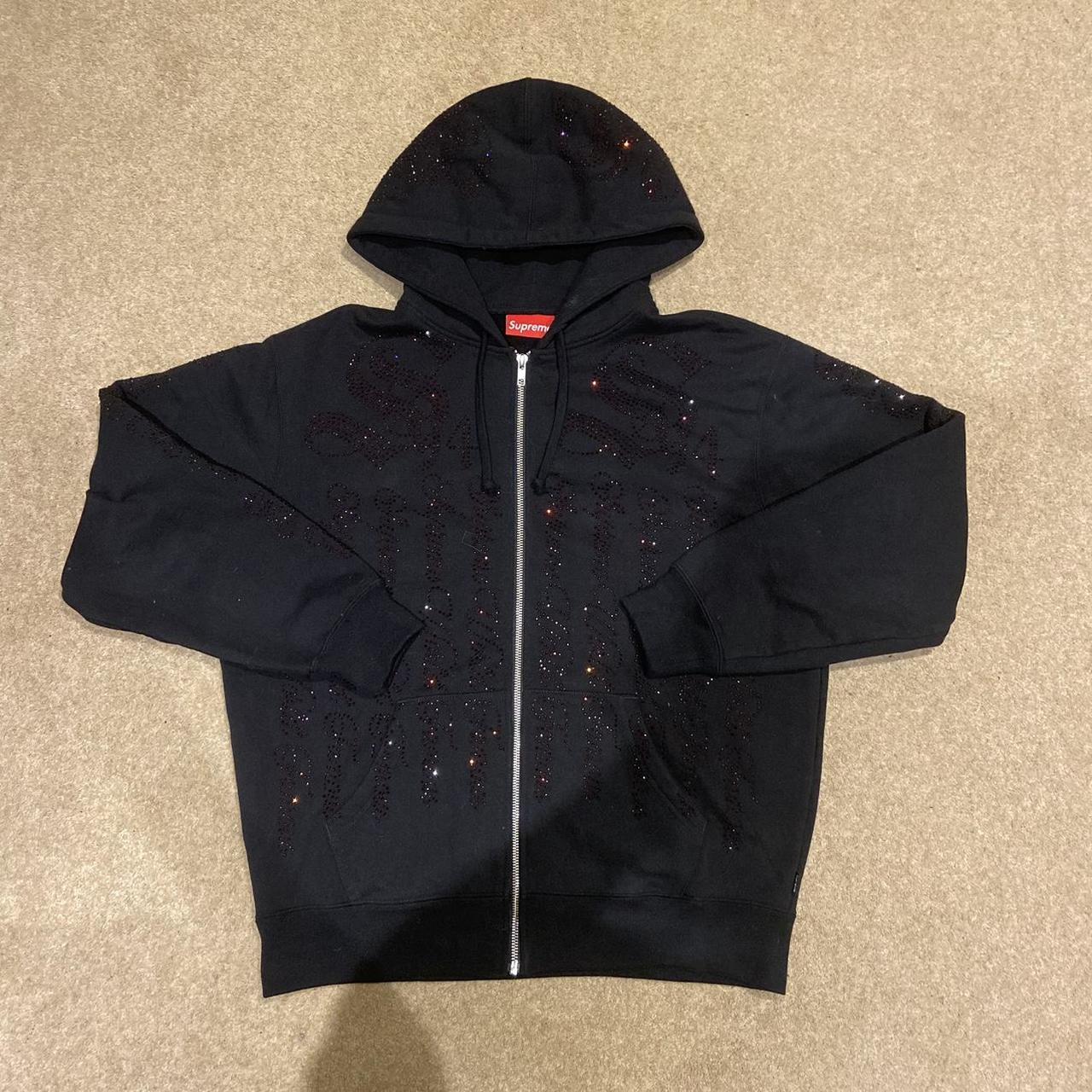 Red Diamanté black SUPREME hoodie Condition: Depop
