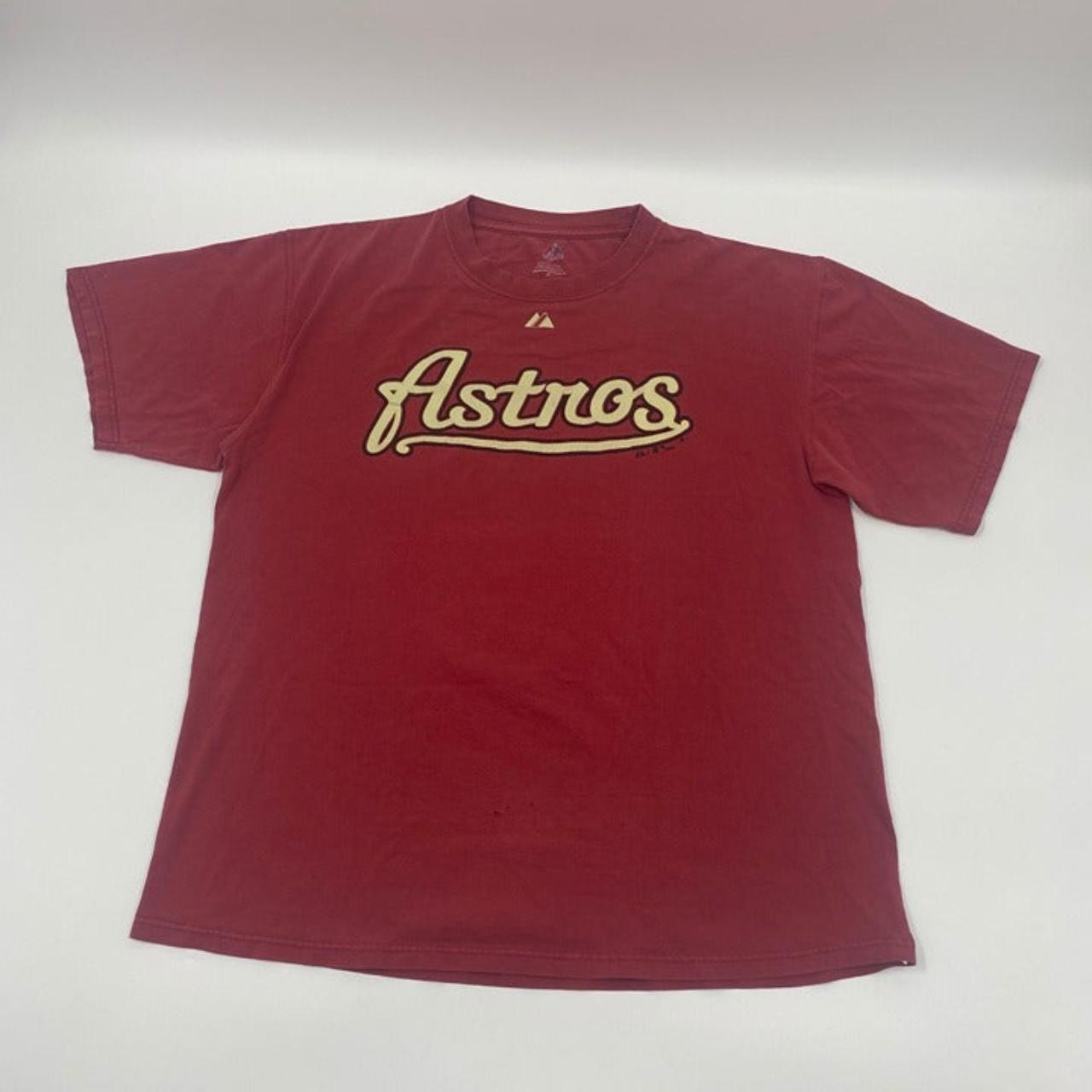 Majestic Houston Astros Brick Red Team Logo Big Sizes T-shirt