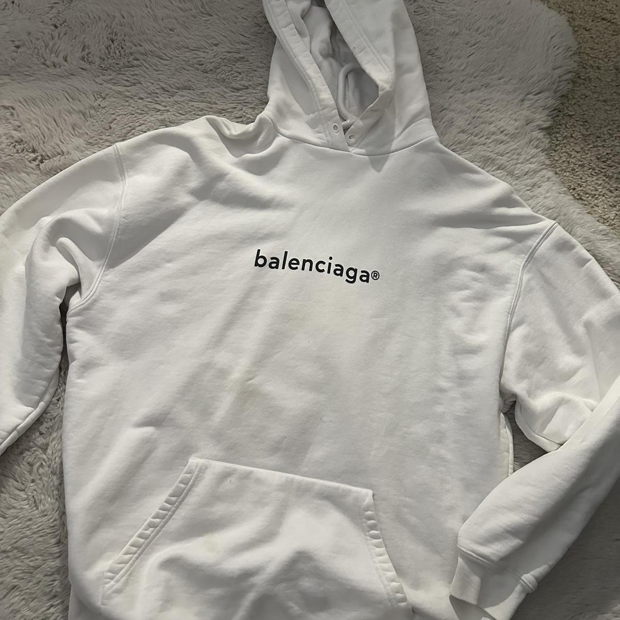 balenciaga hoodie small stain on the front where the... - Depop