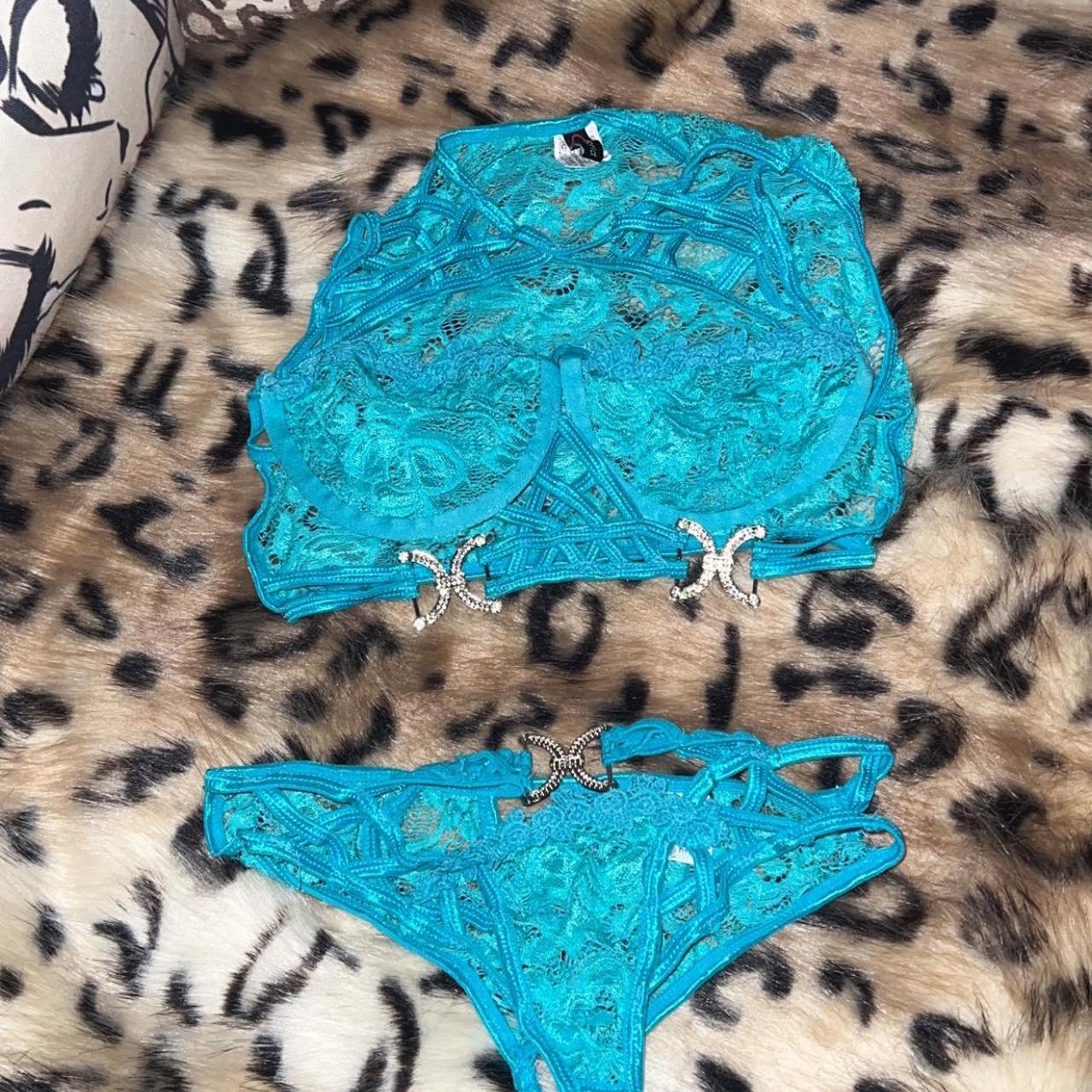 Turquoise lace bralette - Depop