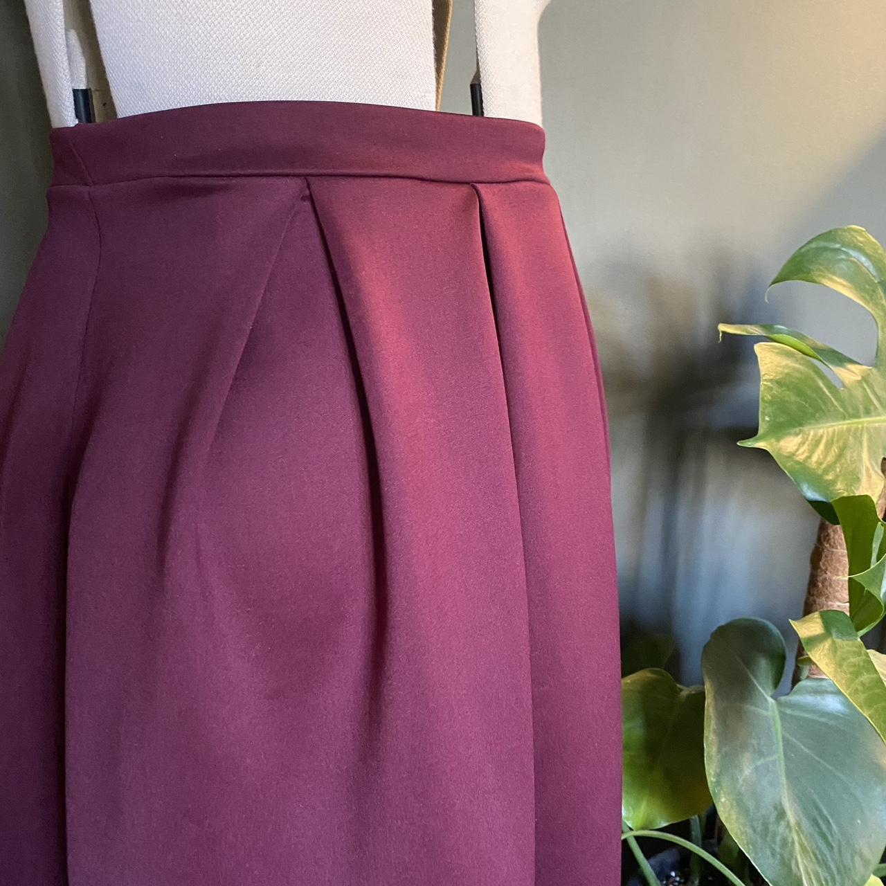 Burgundy A Line Midi Skirt Lovely heavy weight midi... - Depop