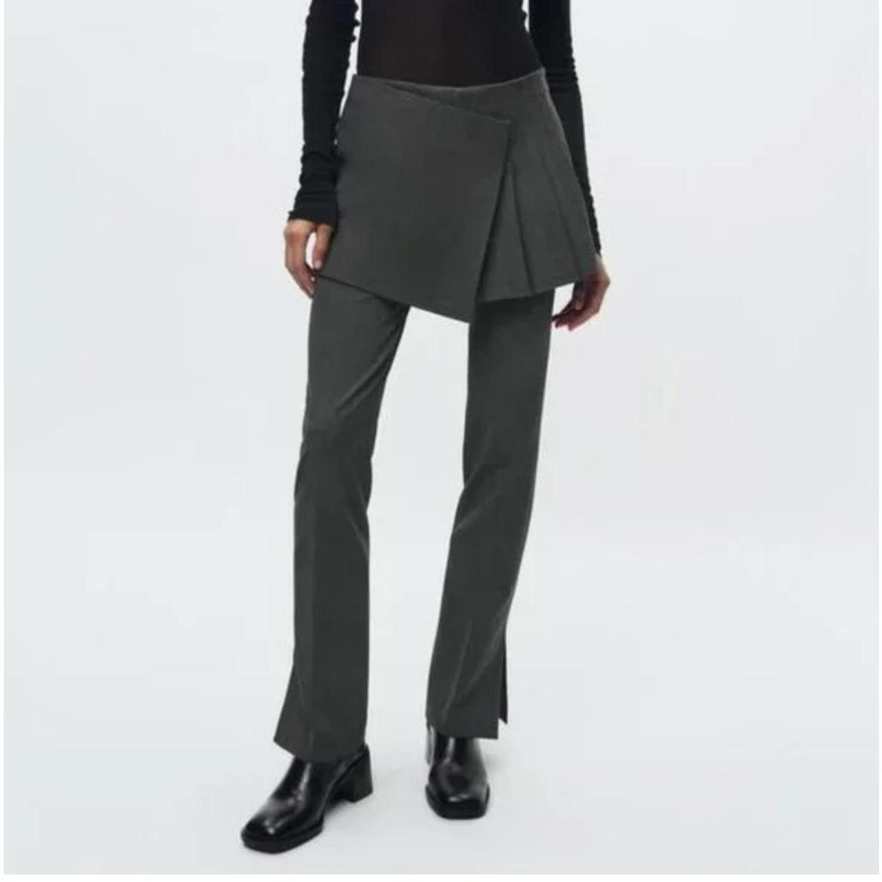 Zara grey flare trousers with asymmetric