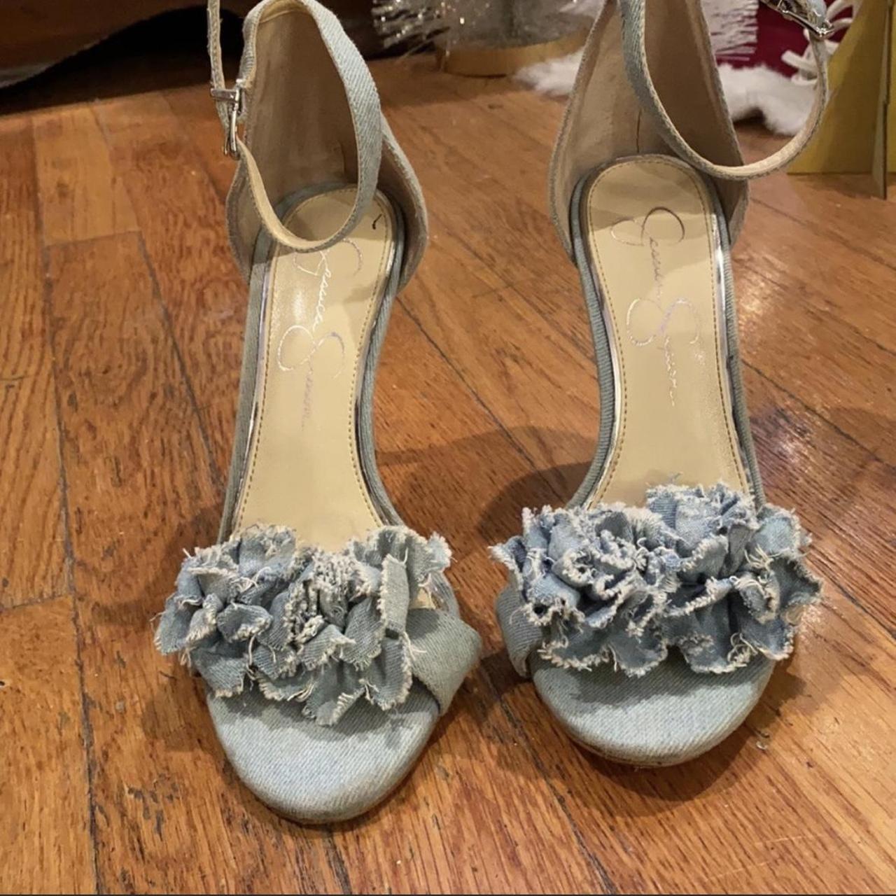 Jessica Simpson Denim Heels Size 6 See Flaws in. Depop