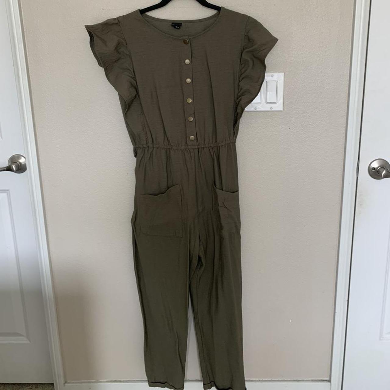 Target Women's Khaki and Green Jumpsuit | Depop