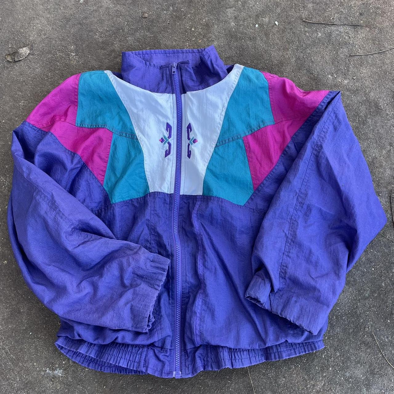 vintage 80s windbreaker 💜 - omg the perfect pop of... - Depop