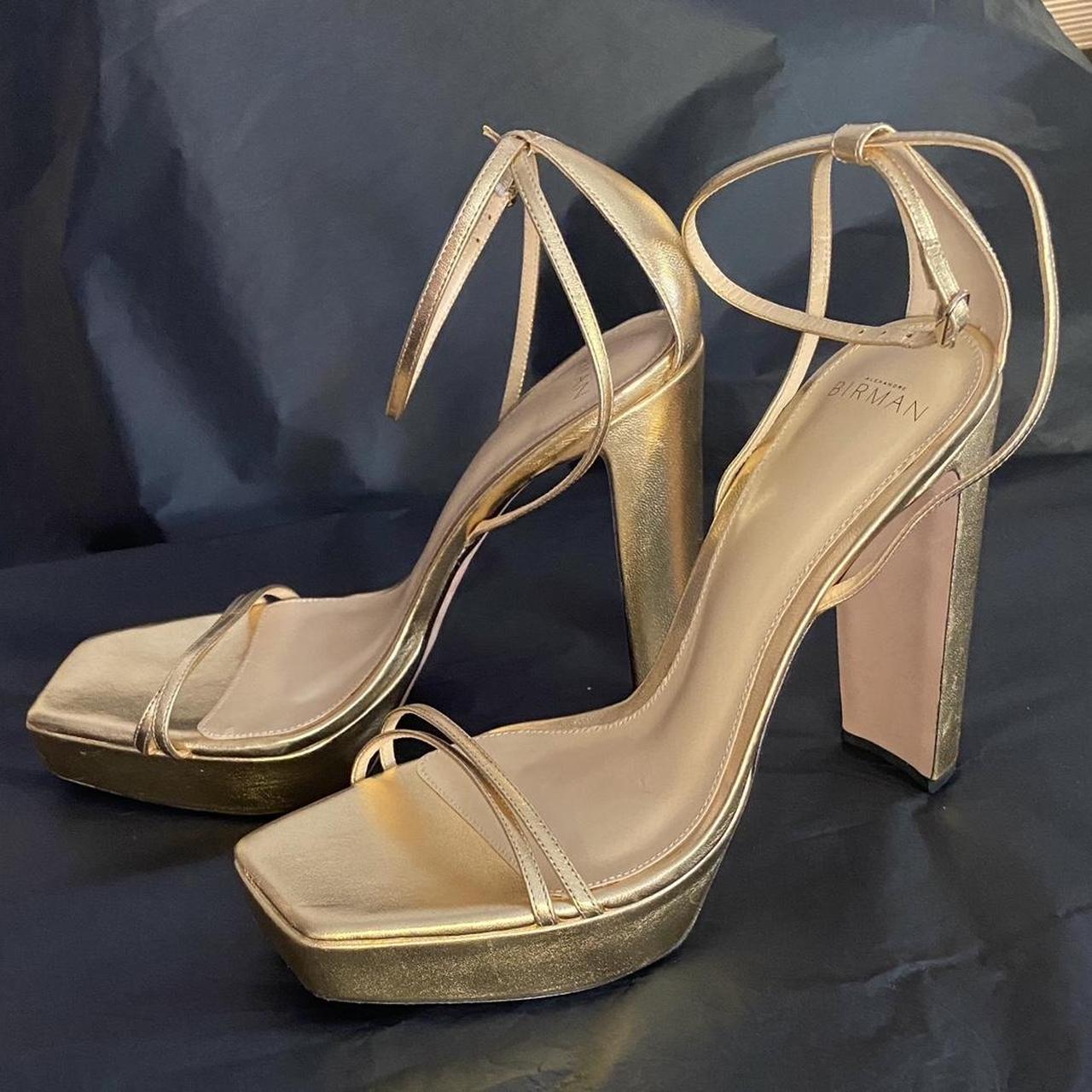 ALEXANDRE BIRMAN GOLD LEATHER SANDALS Block heels Depop