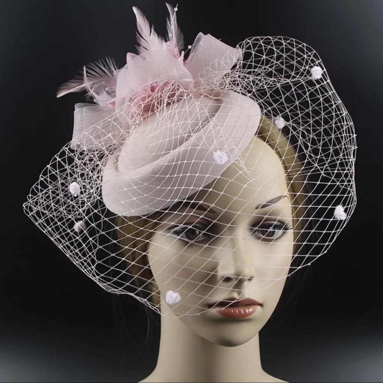 New pale pink veiled pillbox Fascinator on... - Depop