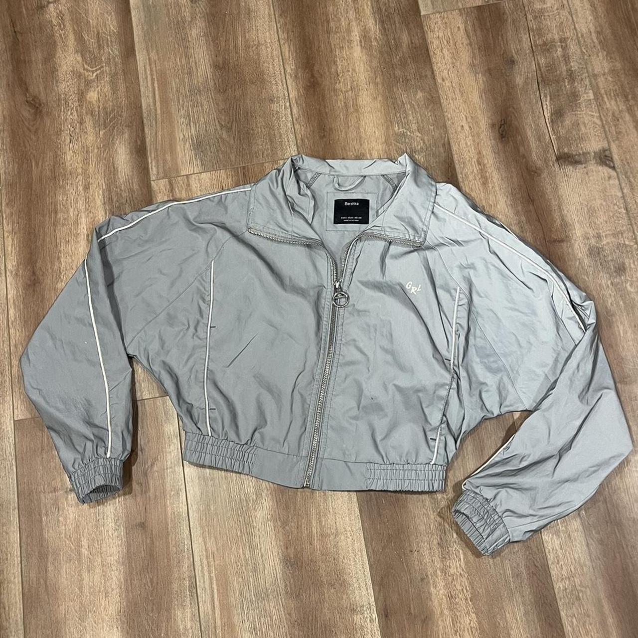Bershka reflective cropped zip up jacket Depop