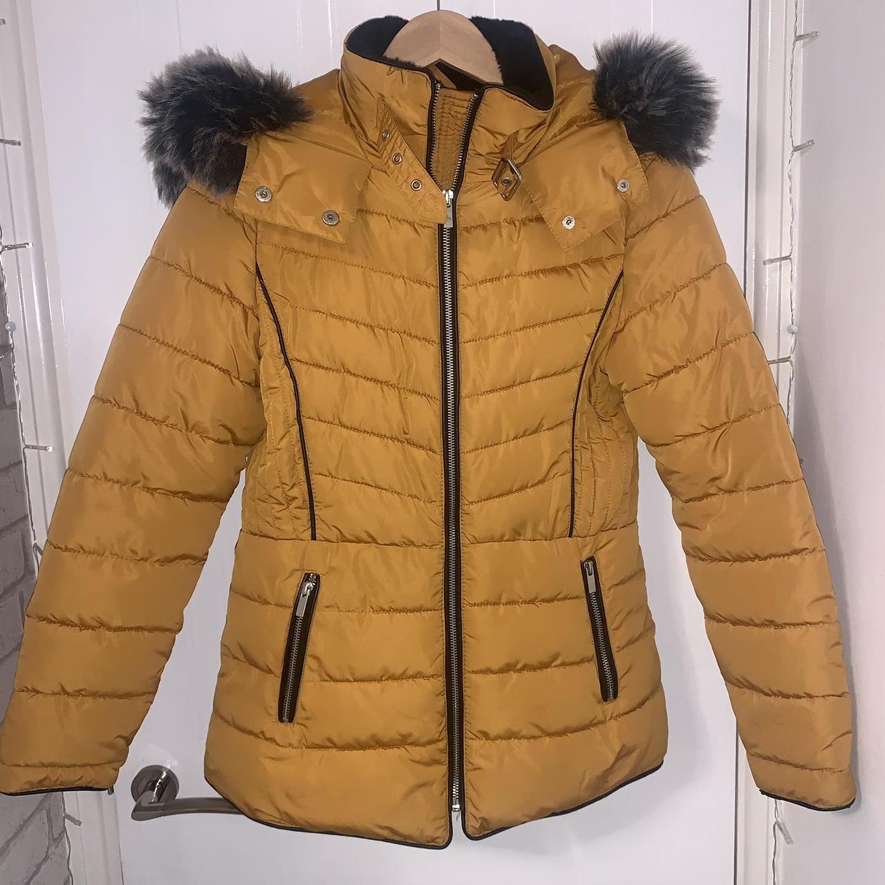 Outerwear New Look Mustard Jacket New Look Yellow Fur Trim Hood