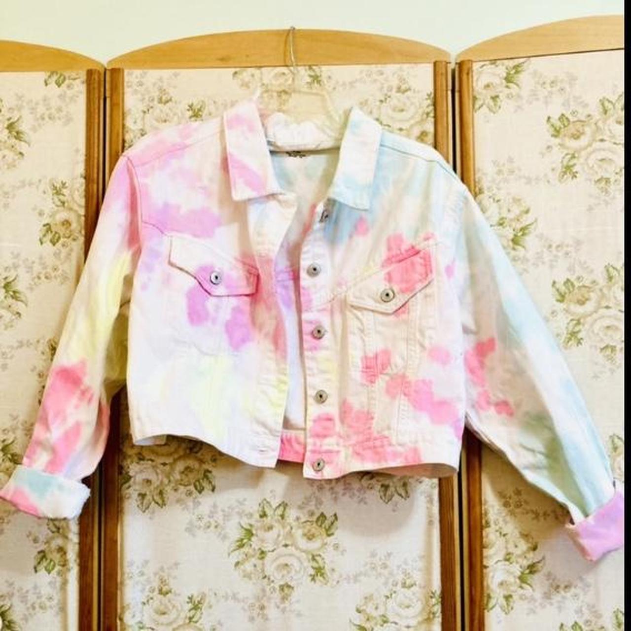 Tie Dyed White Denim Jacket