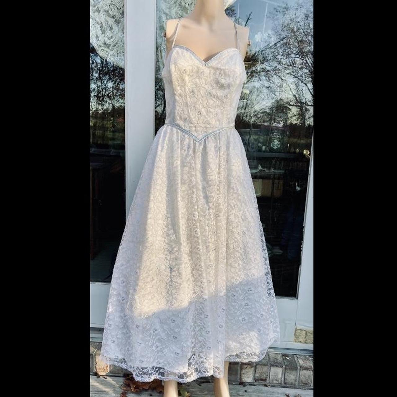 Vintage 90's Jessica McClintock White Lace Dress sale