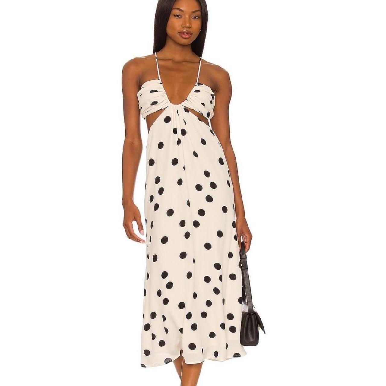 LPA black and cream polka dot Idella dress A. Depop