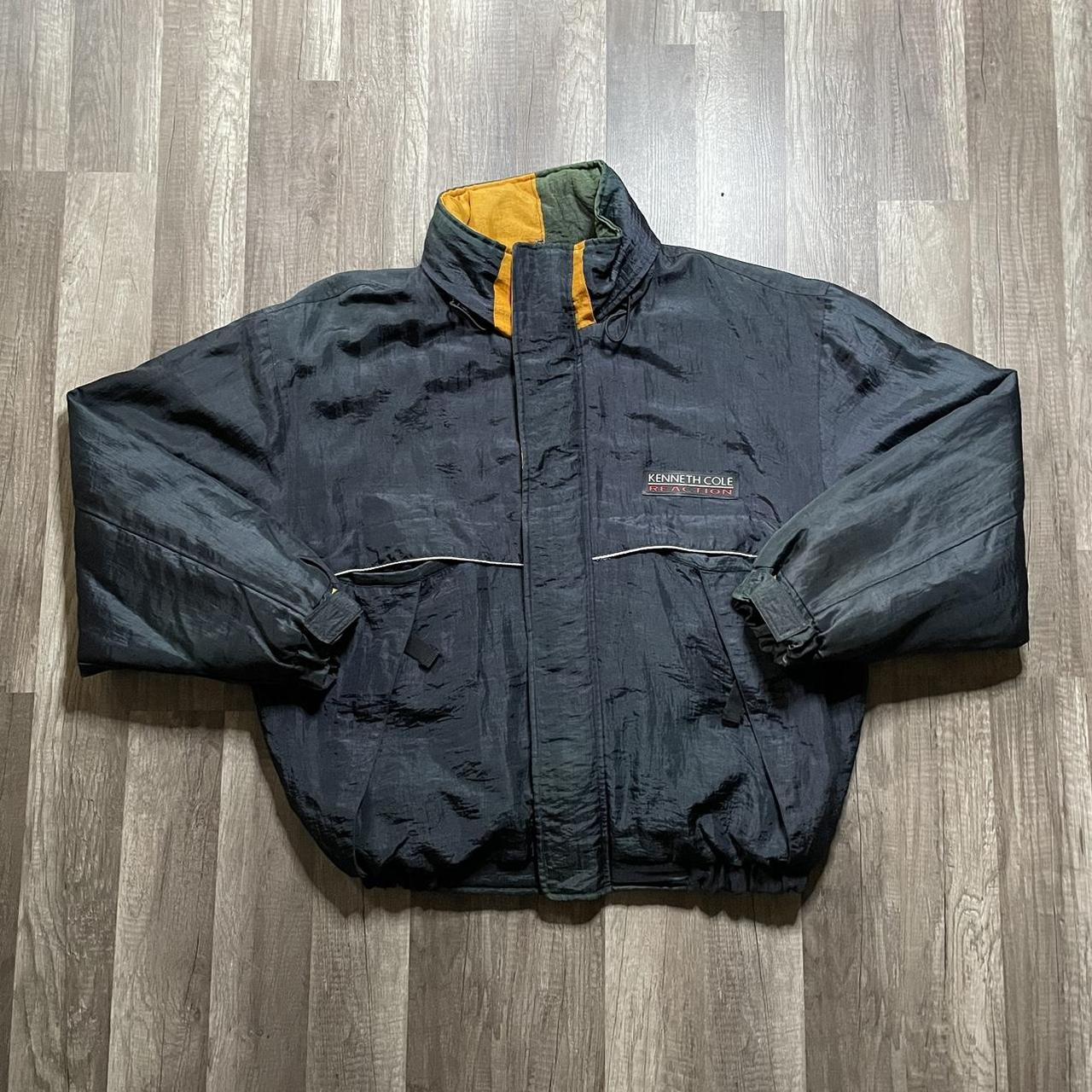 Men's Navy and Yellow Jacket | Depop