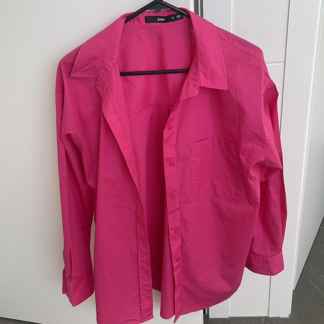 SPORTSGIRL hot pink cotton shirt in size 8/small... Depop