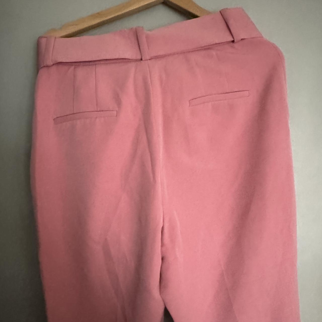 Zara pink belted trousers size medium. - Depop