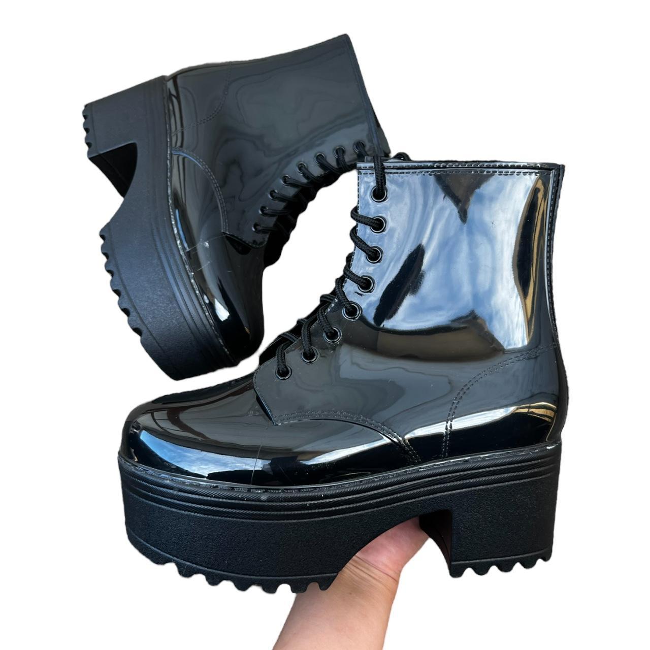 JEFFREY CAMPBELL PLATFORM BOOTS SOLID BLACK SIZE... Depop