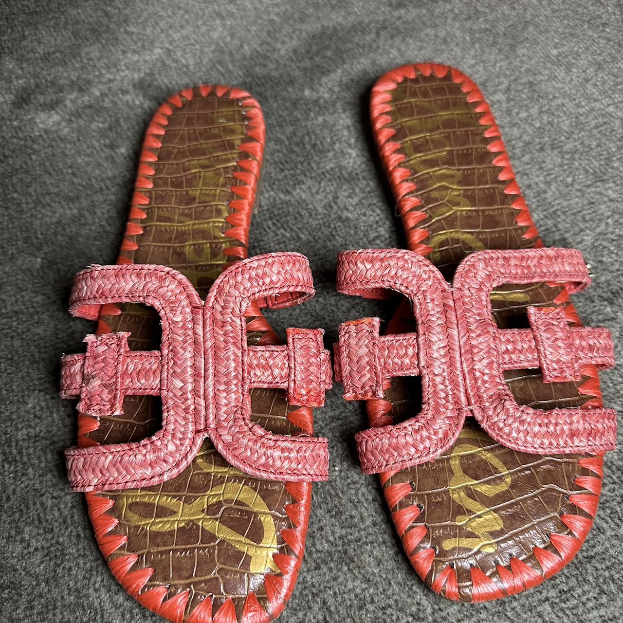 Sam Edelman Beckie 2 Red Raffia slide on sandals Depop