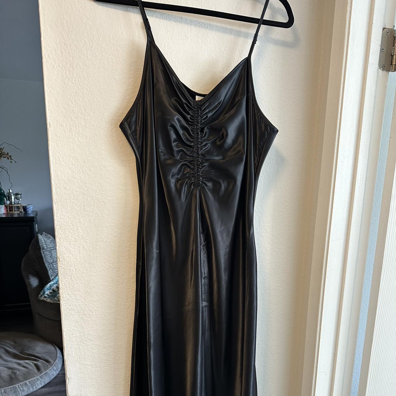 Calvin Klein strapless midi dress satin black size - Depop