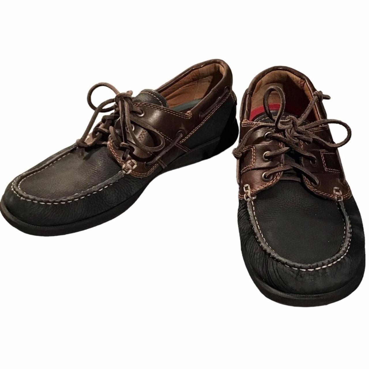 ECCO Men's Navy and Brown Boat-shoes | Depop