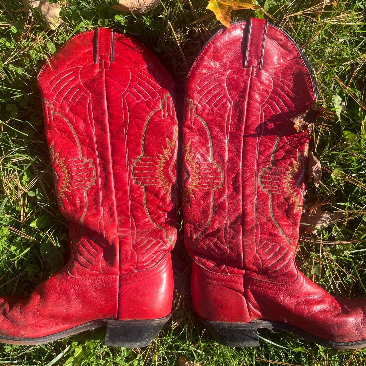 Red Durango Tall Cowboy Boots Embroidered with... Depop
