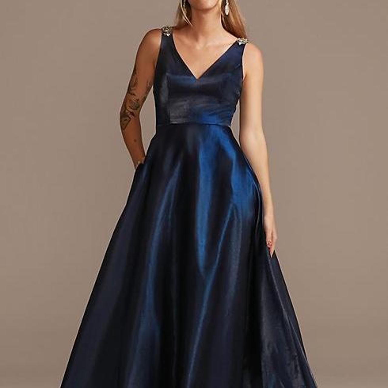 David's bridal navy hot sale blue prom dress