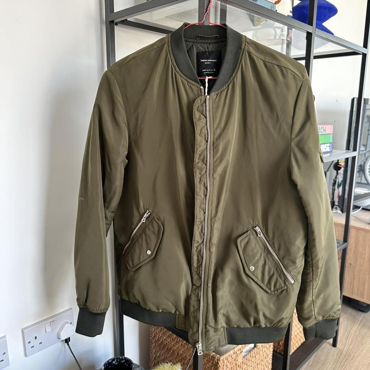 Zara bomber jacket- khaki Worn once or twice In... - Depop