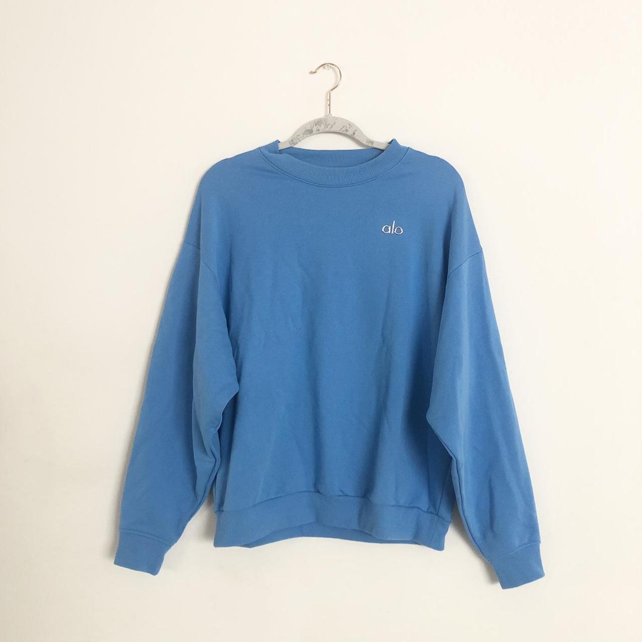 Alo Yoga Accolade Crew Neck Pullover Azure Blue... - Depop