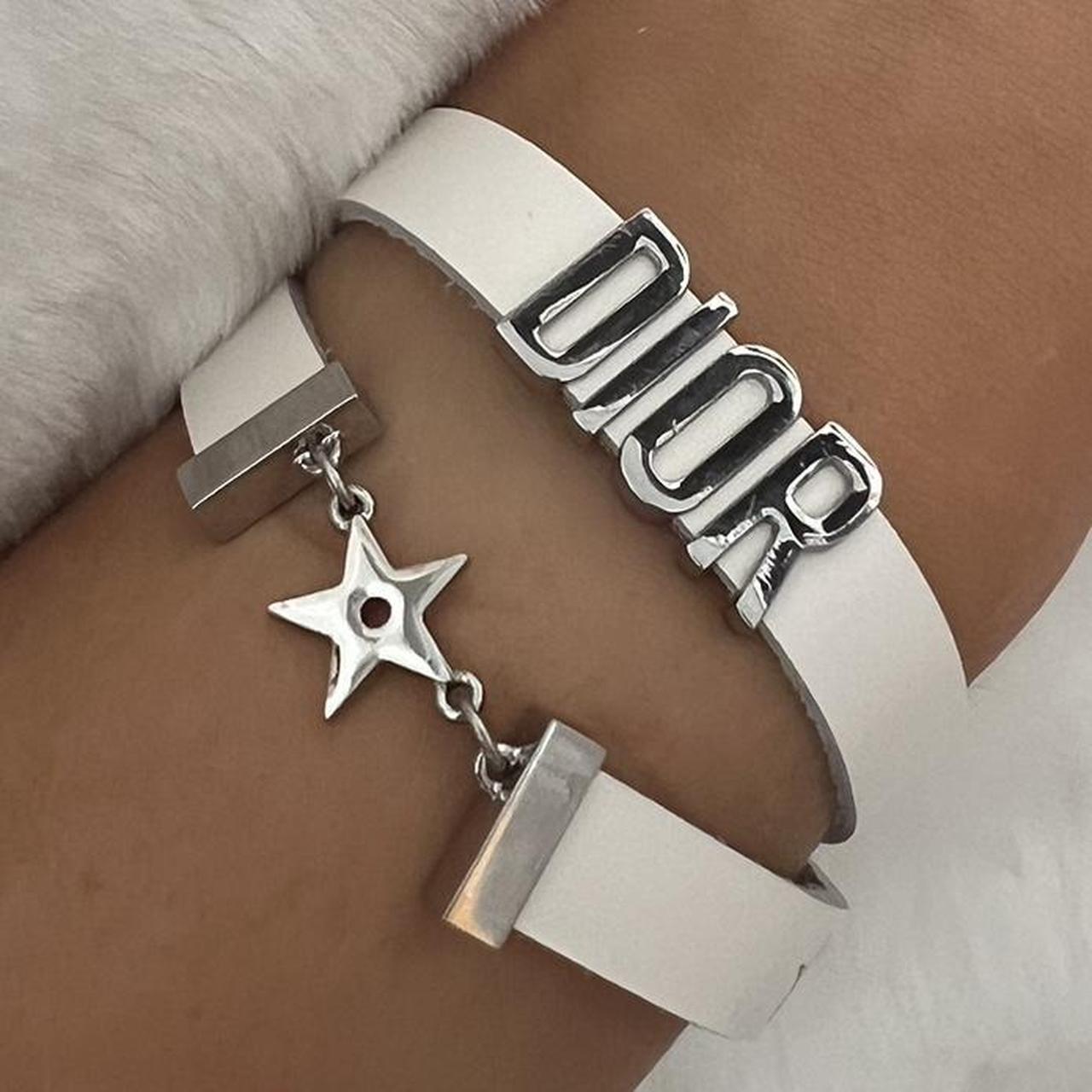 DIOR White Dior Vegan Leather Bracelet Choker Depop