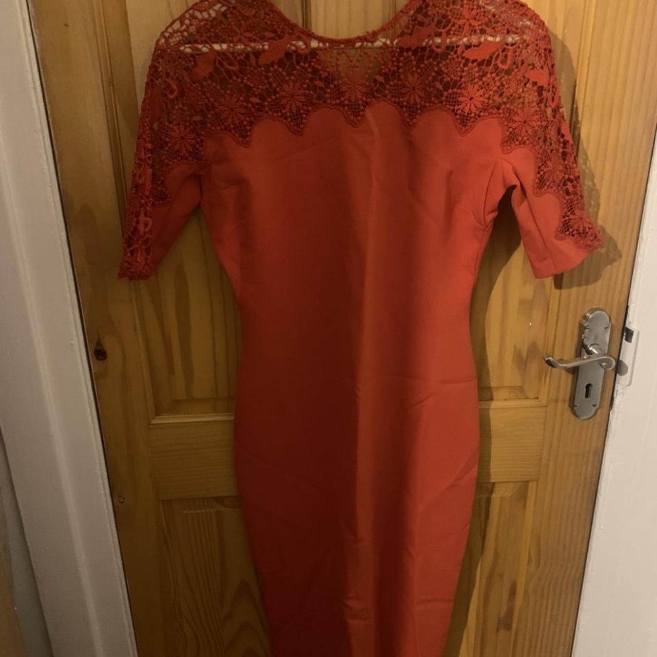 Zara orange midi dress with laced details. Worn... Depop