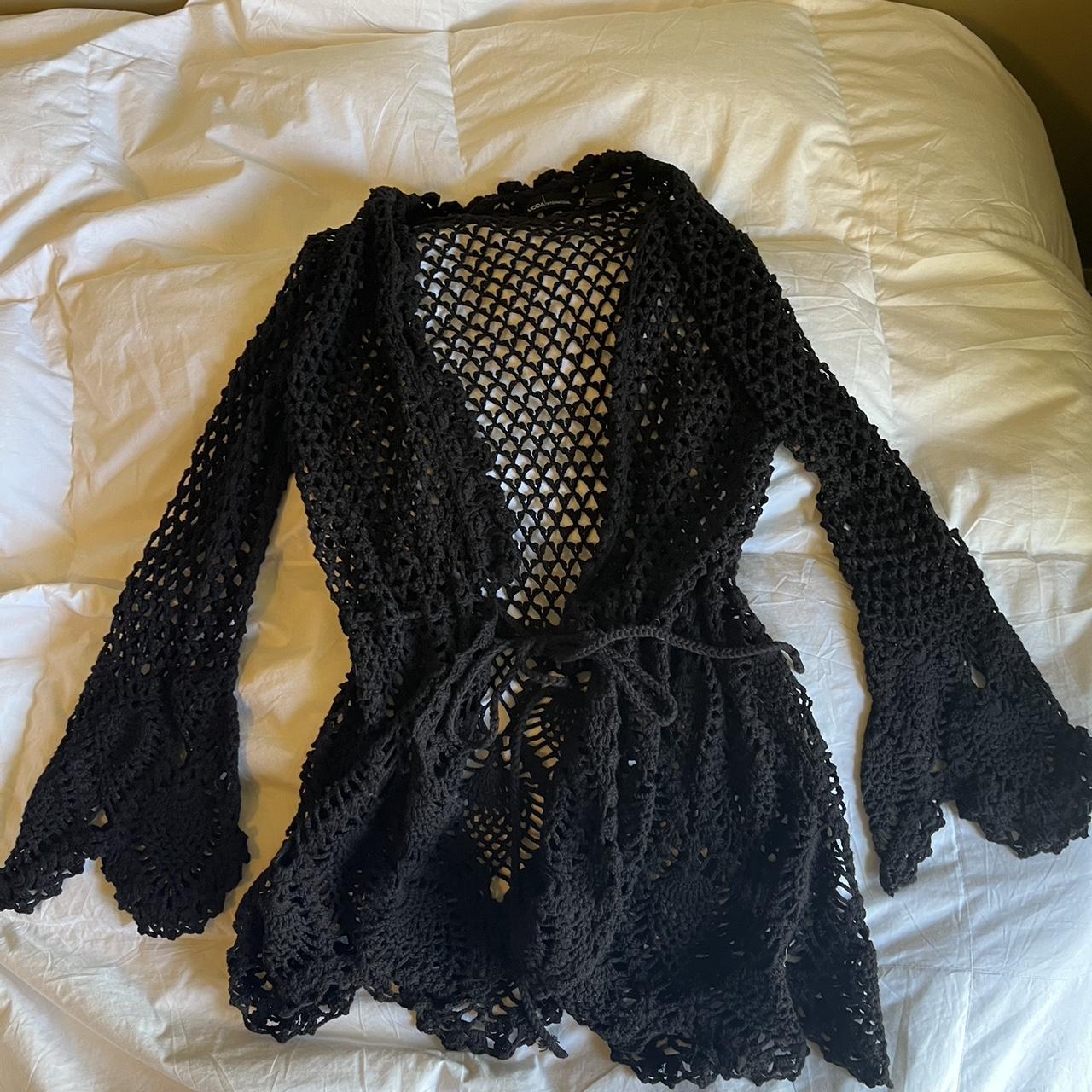 Free People Ilektra Black Lace Crochet - Depop