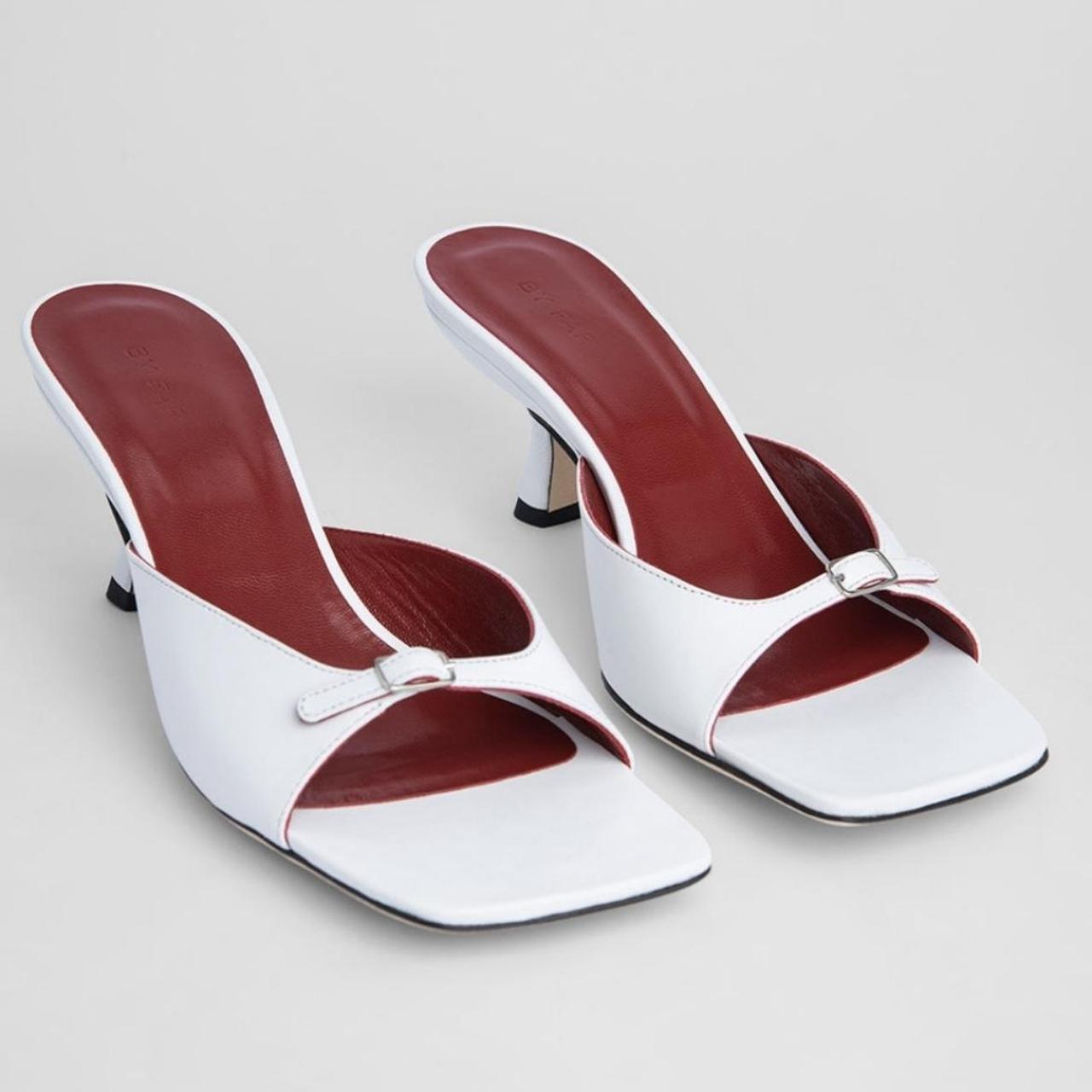 By Far Erin White Nappa Leather Mules in 38 Only