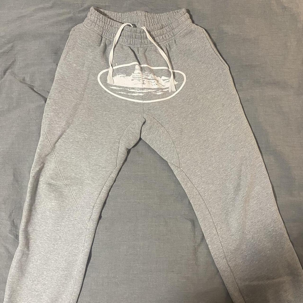 Corteiz Men's Grey and White Joggers-tracksuits | Depop