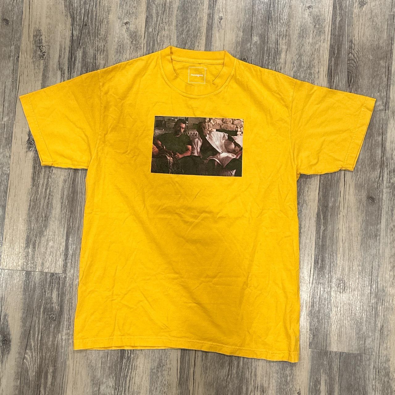 dumbgood x jackie brown mustard yellow graphic tee;... - Depop