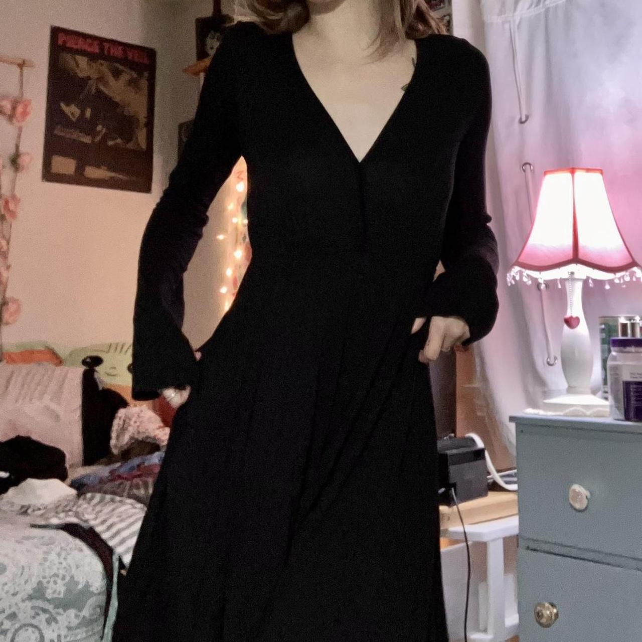 Witchy vibes black long sleeve short dress, flowy. - Depop