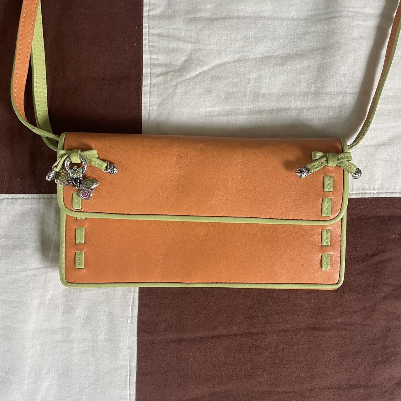 Brighton orange and green crossbody purse built in