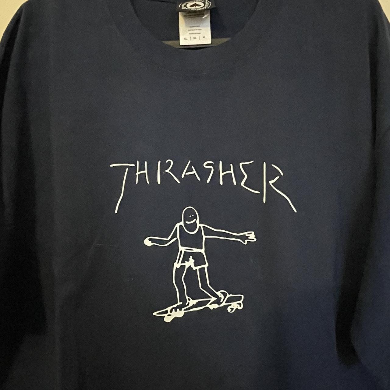 Trasher Color Blue navy White front... - Depop