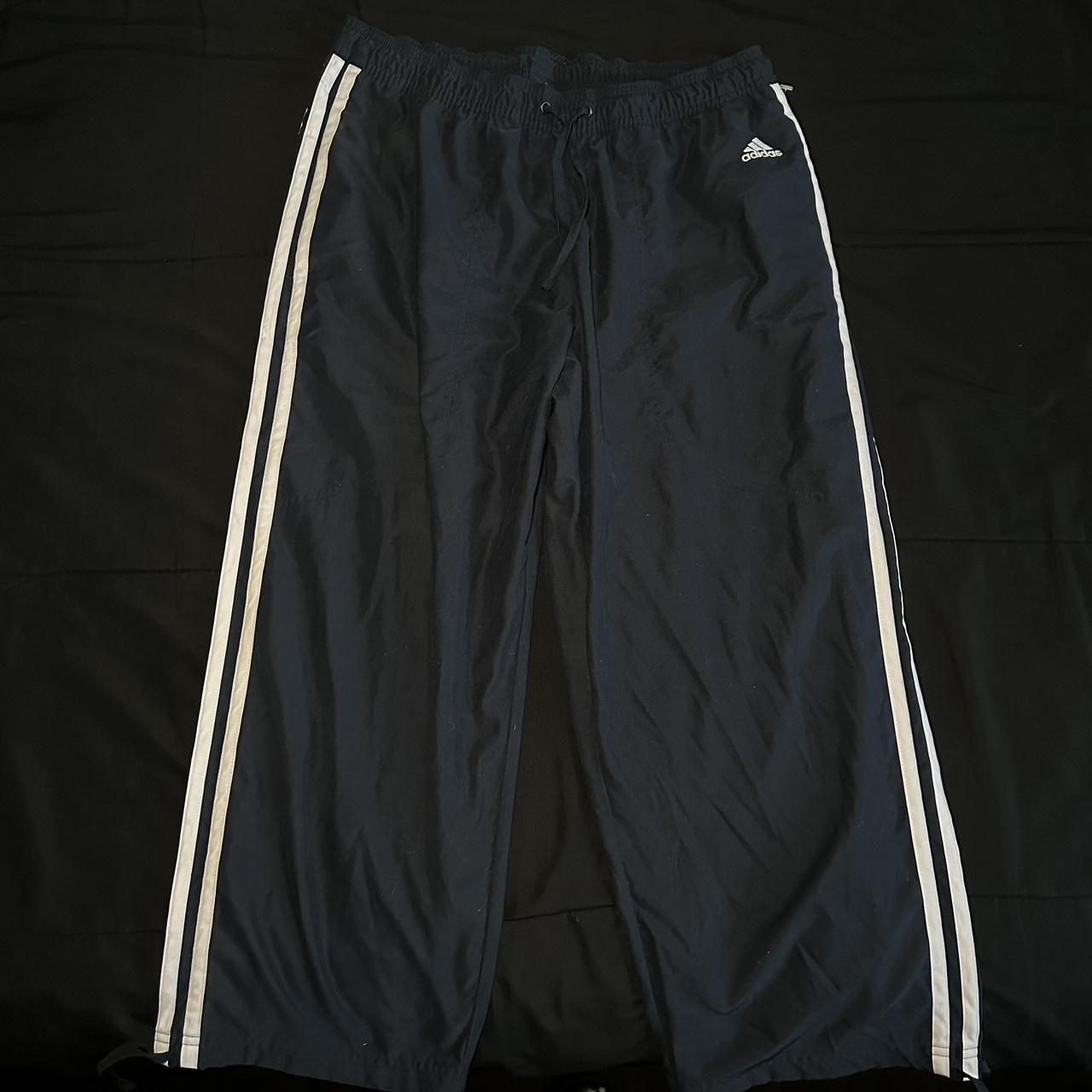 navy blue adidas track pants youth m fits waist 24’... Depop