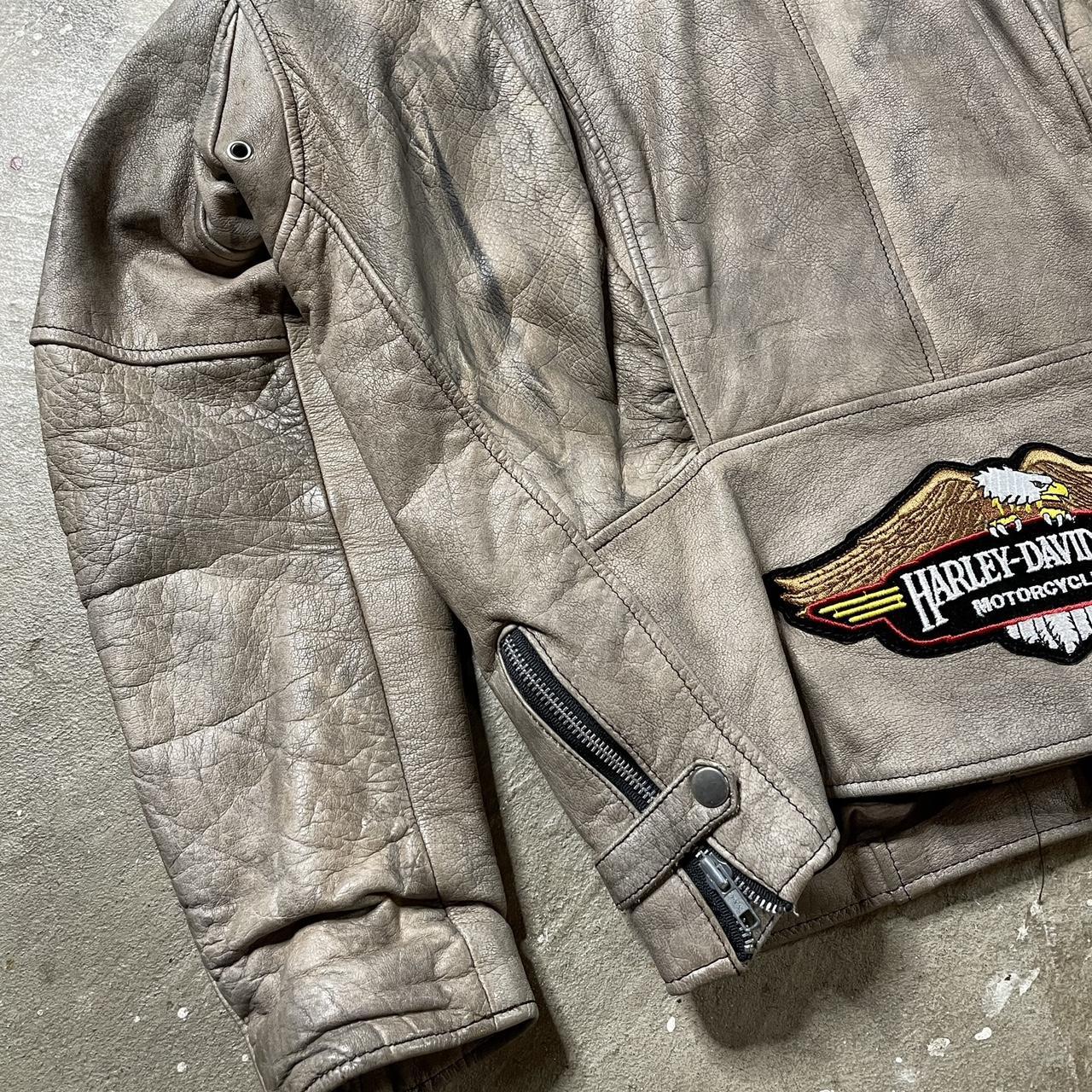 Harley Davidson 90s leather jacket Large 44” chest - Depop