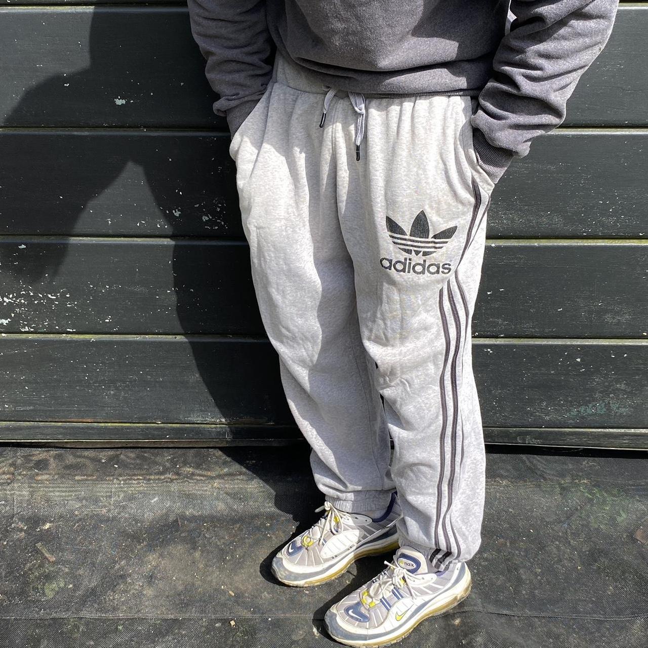 Adidas Men's Grey and Black Joggers-tracksuits | Depop