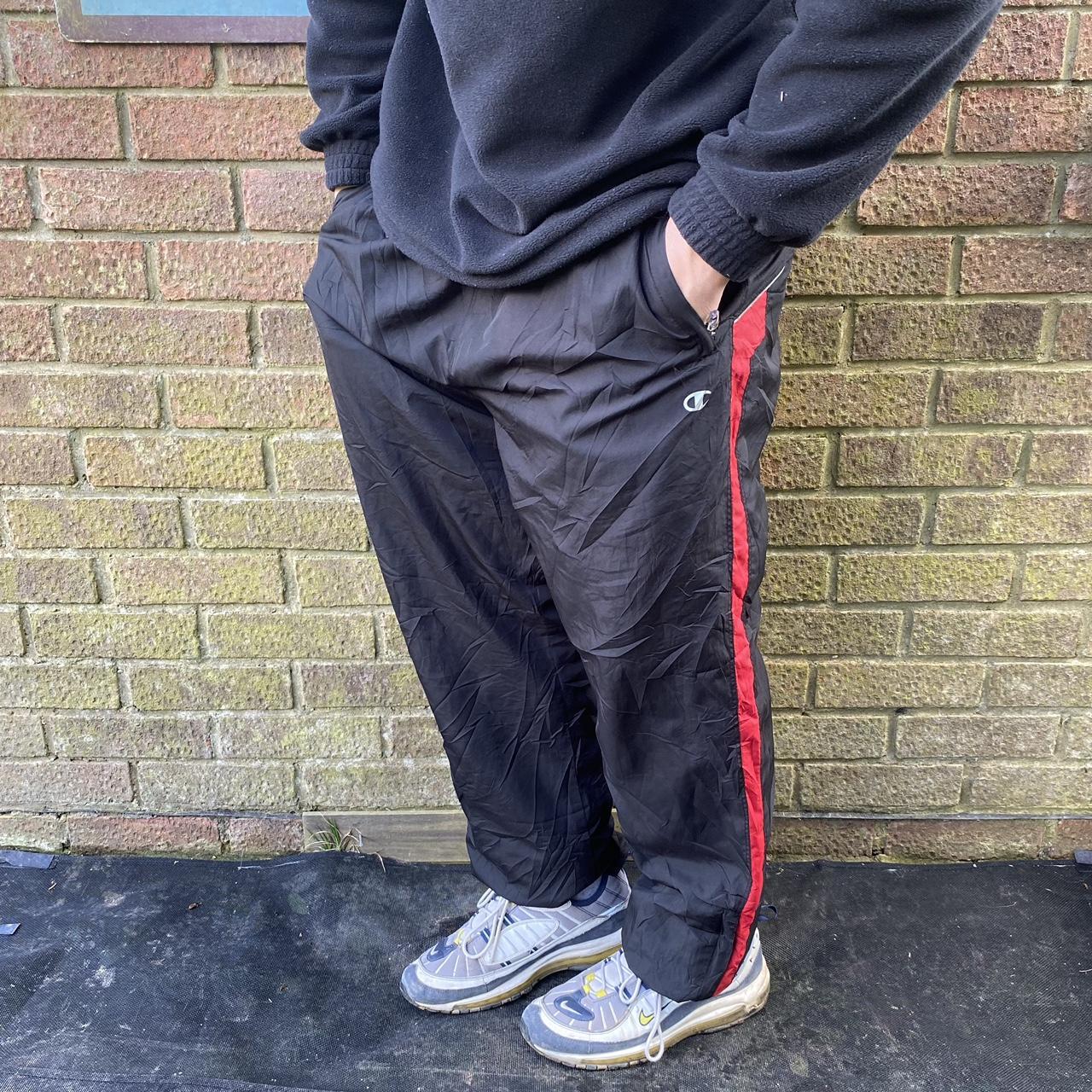 Champion Men's Black and Red Joggers-tracksuits | Depop