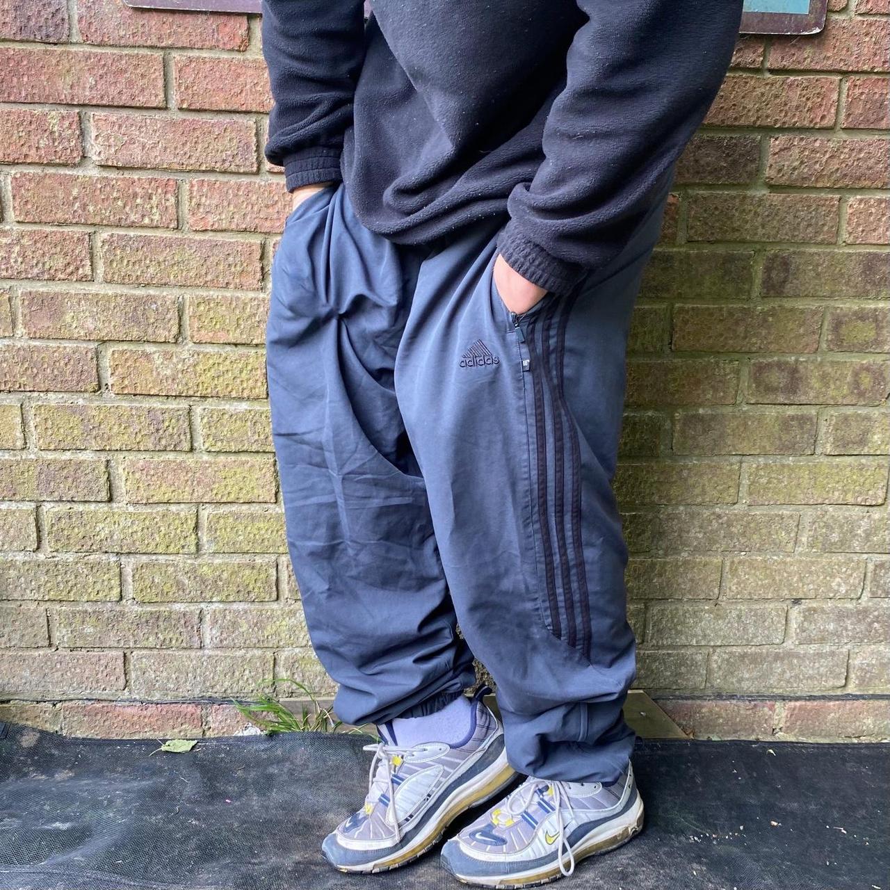 Adidas Men's Grey and Black Joggers-tracksuits | Depop