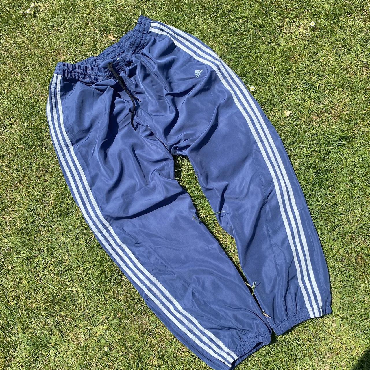 Vintage adidas track pants / tracksuit bottoms Blue... Depop