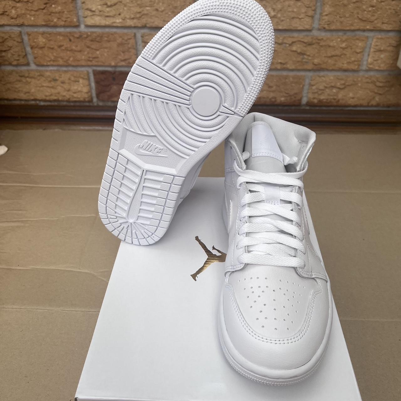 Air Jordan 1 Mid Triple White GS Womens Brand New in... - Depop