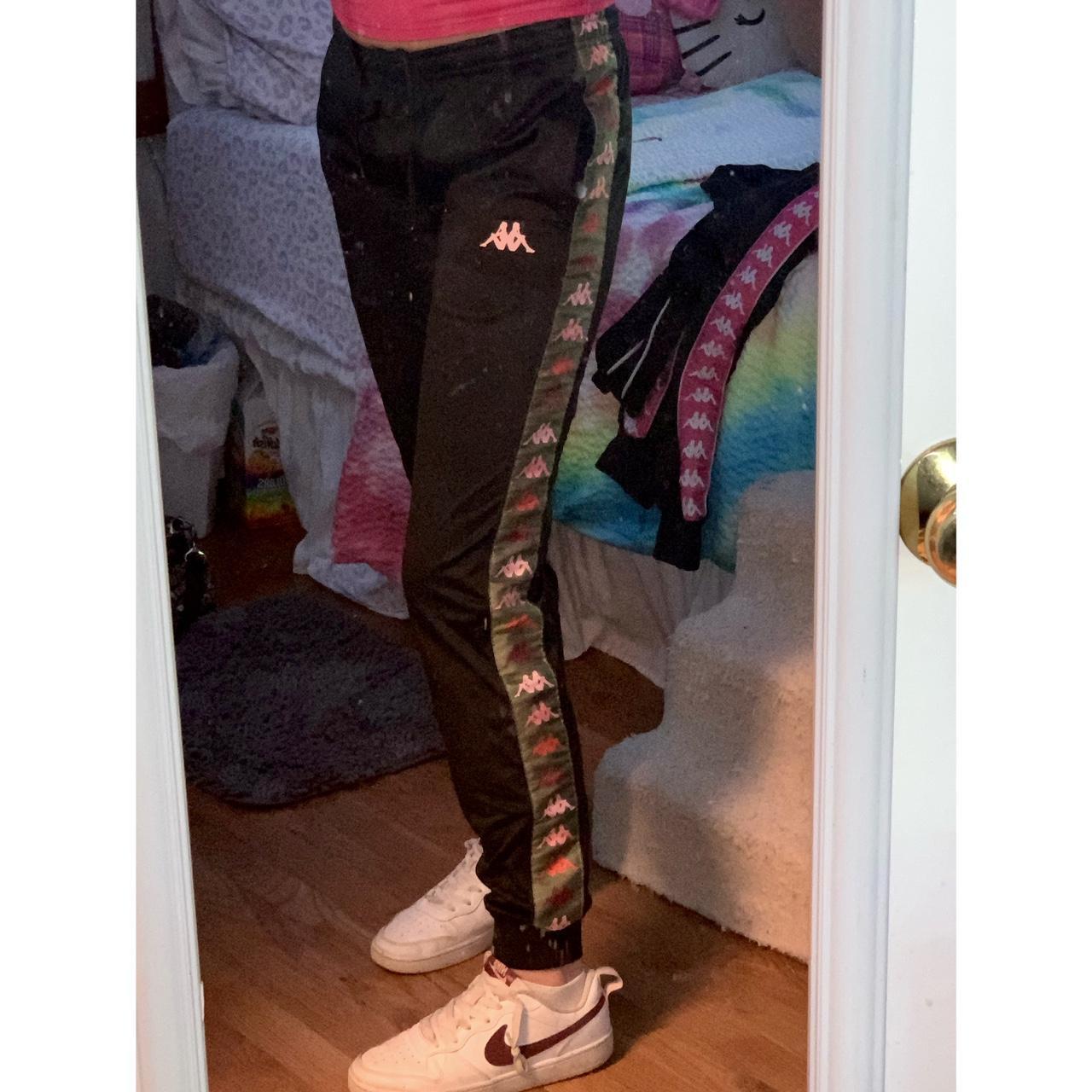 Black and pink kappa hot sale pants