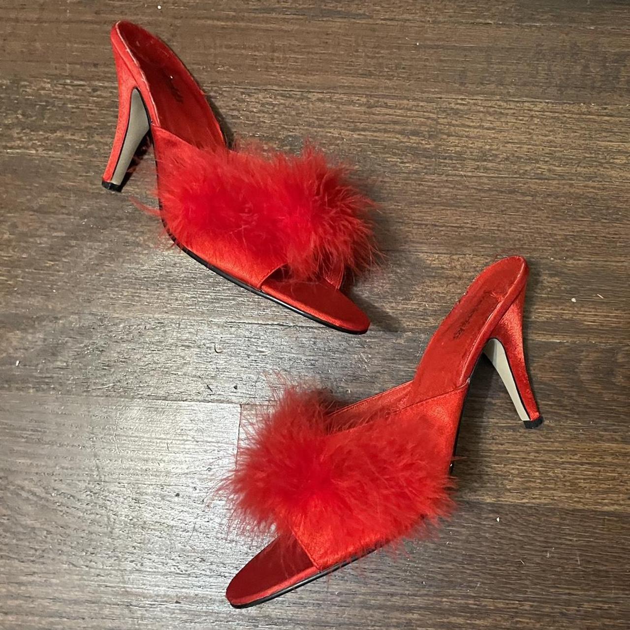 Red Faux Feathered Fredericks Of Hollywood Heels 👠 Depop