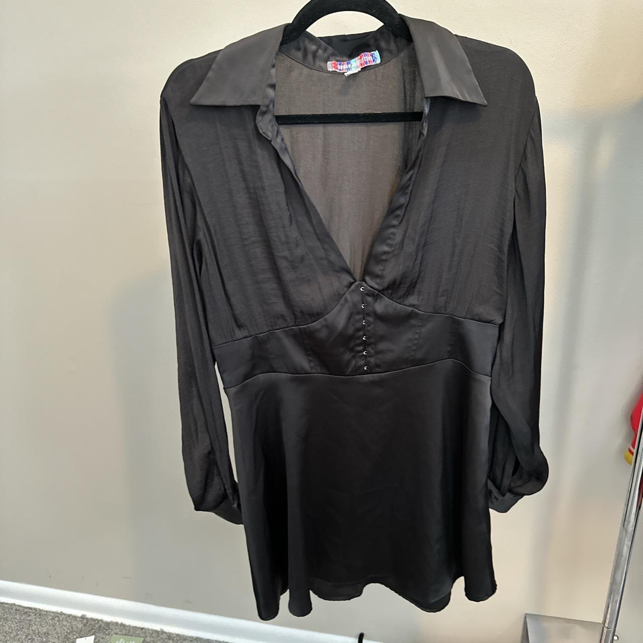 Urban outfitters black corset satin dress size XL... - Depop