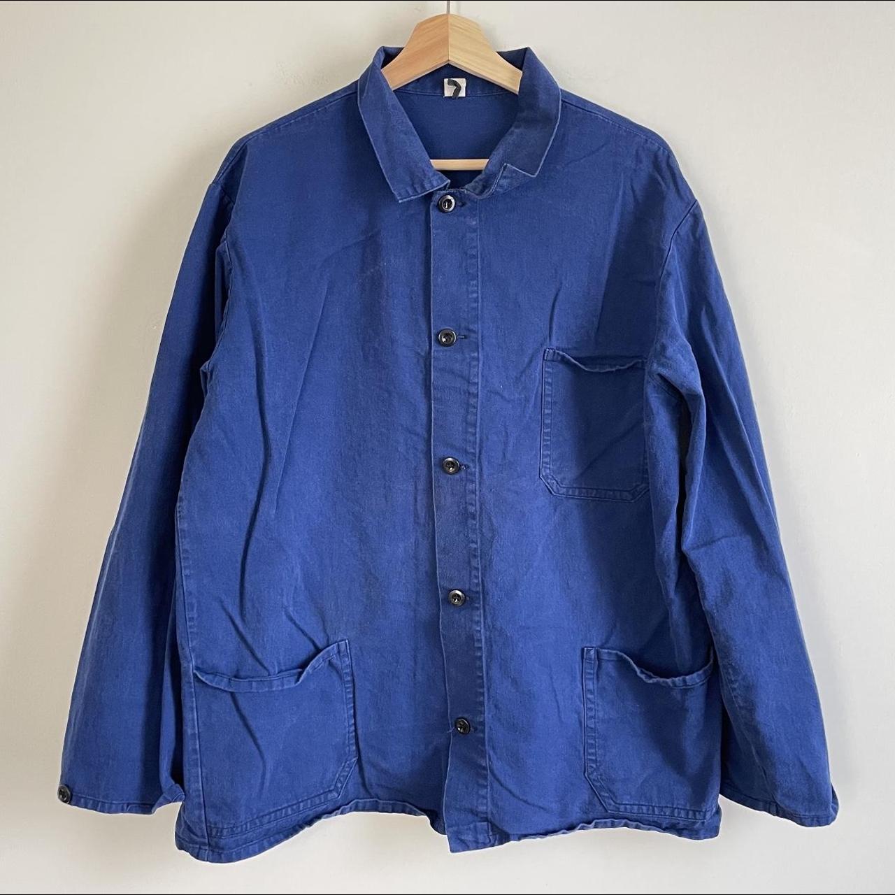 Perfectly worn in vintage blue workwear French chore... - Depop