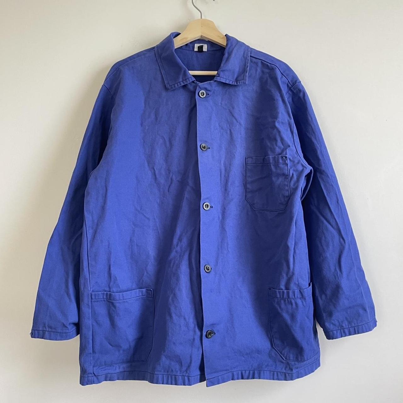 Vintage royal blue European workwear chore jacket/... - Depop